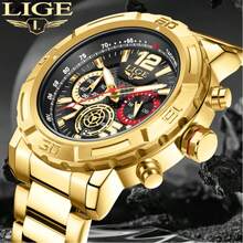 Quartz Watch LIGE Men's Watch Business Stainless Steel Watch Men's Sports Luminous Waterproof Large Dial Watch + Box - Black - View 1