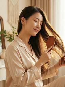Wooden Handle Air Cushion Bristle Hair Brush, Smoothing Hair Comb With Wooden Handle, Anti-Static Detangling Comb, Gift Brush For Women, Home & Travel Use - Multicolor - View 3
