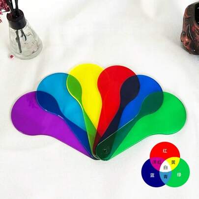 1 طقم - ألواح شفافة ملونة، صفائح تصفية اللون، تجربة اللون - تعرف على الألوان، أدوات تجربة ممتعة لألوان الضوء الأساسية، بطاقة تغيير اللون عرض الألوان، مساعد تعليمي مناسب للاستخدام المنزلي والمدرسي لتعزيز تطابق الألوان وتعرف الطلاب عليها