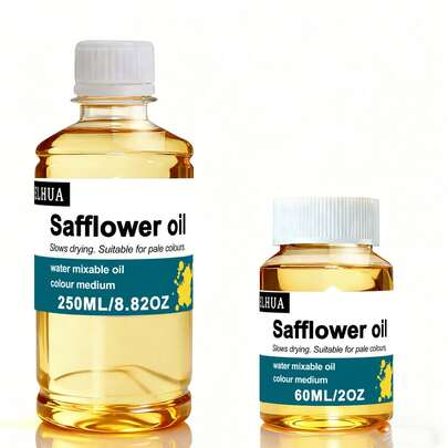 Aceite de cártamo para pintura - Botella de 16.9 Oz - Medio de pintura para artistas profesionales, mejora el flujo y la translucidez, diluyente sin disolventes