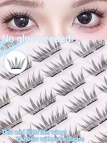 48pcs/Set Blue Teardrop False Eyelashes, Self-Adhesive, Natural Look, Large Capacity, No Glue Needed, Easy Application For Beginners To Enlarge Eyes - C - View 4