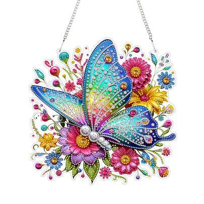 1pc 5D DIY Diamond Painting Kit, Spring Butterfly & Flower Pattern Design, Diamond Art Mosaic Hanging Decor, Suitable For Home Garden Decoration, Great Gift For Friends And Family Birthday And Holidays