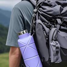 Reusable & Portable Collapsible Water Bottle/Cup (With Leak-Proof Valve) Silicone Foldable Travel Bottle. Upgraded Design: An Ideal Choice For Fitness, Camping, Hiking, Travel, And Various Sports - Lightweight And Durable. - 藍色 - 查看 2