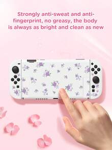 1pc Purple Floral Pattern Protective Case/Cover, Compatible With Switch2 (2025), Switch NS, Switch OLED, Switch Lite, Accessories For Switch 2nd Gen/Switch, Full Set Including Storage Bag, Game Card Case, Best Gift For Switch Players - View 3