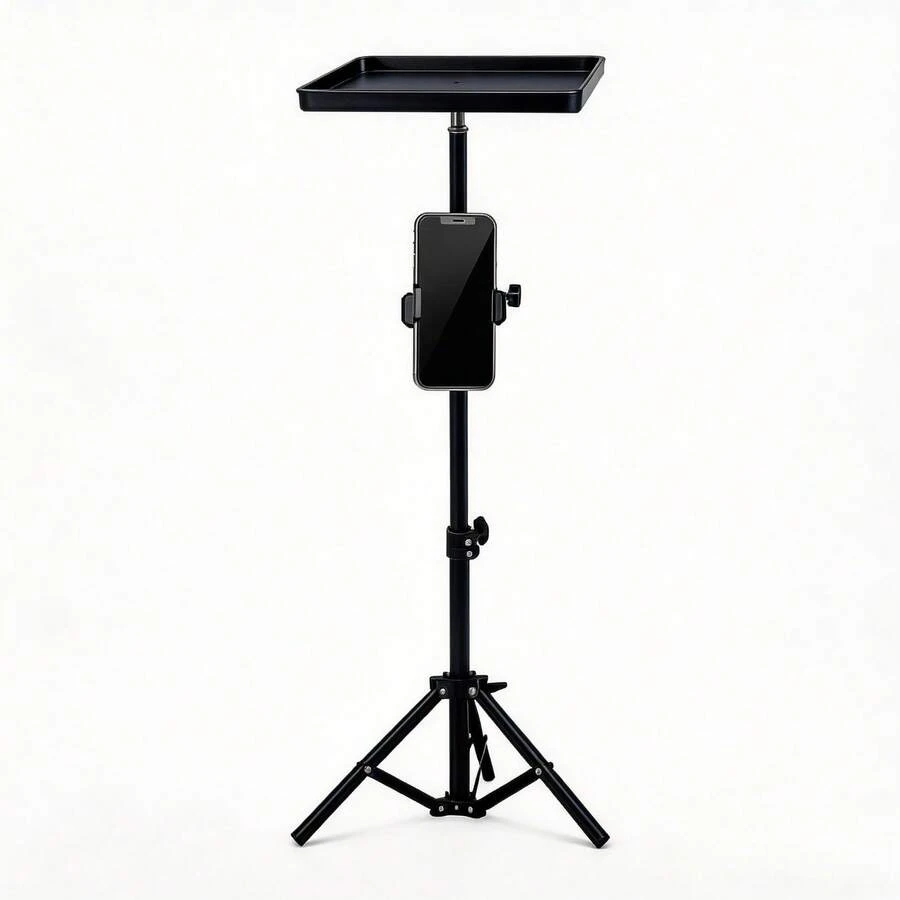 Height Adjustable Projector Tripod Stand With Phone Holder Anti-Slip Tray Foldable Stable Projector Mount For Home Theater Outdoor Movie - View 1