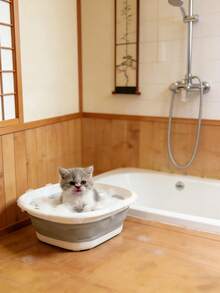 Foldable Pet Bathtub, Small Dog Bathtub With Drain Hole, Foldable Bathtub, Washing Basin, Laundry Basket, Dirty Clothes Storage Basket, Suitable For Cats And Dogs Bathing - Multicolor - View 3