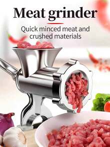 一件式。手动绞肉机。绞肉器。可绞碎各种肉类和香料。手动绞肉机/香肠制作器，台式猪肉绞肉机，灌肠漏斗，自制汉堡肉饼制作器，手动厨房工具 - 彩色 - 查看 3