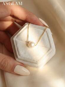 1 chiếc mặt dây chuyền ngọc trai tối giản, trang sức nữ, dây chuyền ngọc trai giả bằng bạc S925, trang sức tinh tế, quà tặng sinh nhật, quà tặng hẹn hò. - Vàng - Xem 6