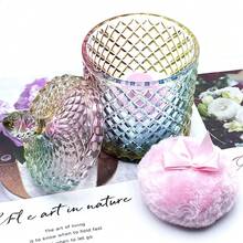 Luxury 4 Inch Glass Powder Container With 2 Soft Puffs For Loose Powder - 1 Handle 1 Bow Pink Puffs With Pointed Cylinder-colorful-large - View 9