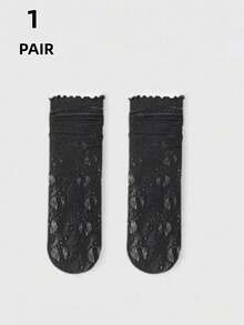1/3 Pairs Women's Summer Thin Lace White Mid-Calf Socks, Lace Trim Design, Versatile, Breathable Mesh Knit, Soft & Comfortable, Suitable For All Seasons - Multicolor - View 7