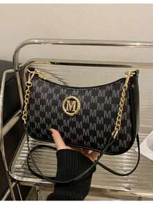 2026夏季新款女士链条腋下包，时尚个性单肩斜挎新月包 - 黑色 - 查看 7