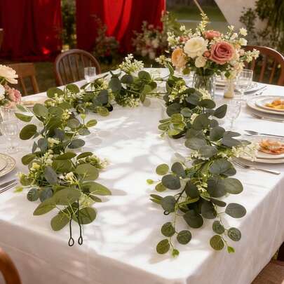 1/2/3 قطعة أوراق نباتات اصطناعية من الأوكالبتوس والكاميليا، مناسبة للزفاف والحديقة والمكتب والديكور المنزلي، سيقان نباتات خضراء مناسبة للزهريات الداخلية