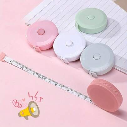 3条随机颜色软尺，便携式可伸缩尺，用于测量身体尺寸，包括胸围、腰围、臀围、身高，方便缝纫和裁剪。