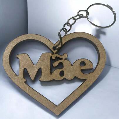 Kit 30 Chaveiros Mãe Coração Novo Lembrancinha Mdf Festa Eventos 3mm