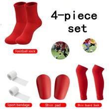 Set de 4 calentadores de pierna para fútbol/baloncesto, mangas de compresión elásticas, protectores de espinilla anti-colisión - Multicolor - Ver 7