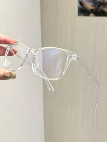 1副女士经典方形眼镜框，轻盈聚碳酸酯镜框，佩戴无压迫感，透明镜片，适合日常办公通勤，附带眼镜盒 - 彩色 - 查看 10