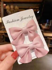 10/2件套女孩可爱蝴蝶结发夹，节日派对发饰 - 粉色 - 查看 7