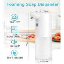 DONASIRA Máy phân phối xà phòng tự động thông minh gắn tường không chạm, dung tích lớn 400ml, bơm tạo bọt xà phòng nhanh chóng dùng trong gia đình, chai rửa tay di động, dung dịch sát khuẩn tay công cộng có thể sạc lại, máy tạo bọt rửa/làm sạch - Nhiều màu - Xem 4