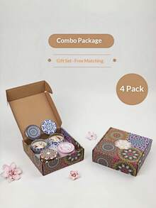 4支装香氛蜡烛礼盒,大豆蜡烛罐,香薰蜡烛,营造浪漫氛围,是婚礼、节日或感谢礼品的理想之选,也是完美的家居和卧室装饰、家居香氛、婚礼装饰、家居装饰、斋月礼品。 - 多色 - 查看 18