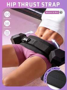 1pc 14cm Wide Booty Resistance Band, Suitable For Dumbbell Glute Bridges, Glute Pads, Glute Exercises, Glute Bridges, Dumbbell Glute Thrusts, Compatible With Dumbbells And Kettlebells, Portable Weighted Training Strap, Unisex Fitness Assist Band - Black - View 2