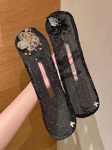 1/2件裝新款花苞髮髻造型器 浪漫星空網紗扭轉髮髻夾 鑲鑽與仿珍珠裝飾優雅髮髻造型器 百搭髮飾 適合日常使用、海邊度假、約會、通勤、夏季、假期、旅行、節慶、生日 - 彩色 - 查看 7