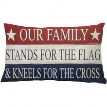 1pc, Linen America The Beautiful Let Freedom Ring Throw Pillow Covers, Freedom 4th Of July Patriotic Independence Memorial Day Cushion Case For Sofa Couch(Single Side, No Pillow Core) - 12x20英寸 - 查看 1