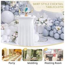 32x43 Inch/24x43 Inch Round Cocktail Table Skirt, Elastic Round Tablecloth, Suitable For Bar, Pub, Wedding, Party, Banquet, Birthday - Multicolor - View 5