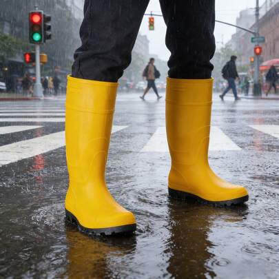 Men's Classic High-Top Rain Boots, Garden Anti-Slip Waterproof Rain Boots, Durable And Comfortable, Suitable For Outdoor Fishing, Gardening, Construction Site Work