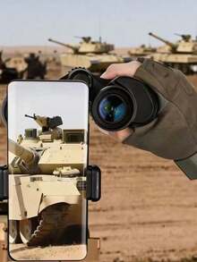 高清高倍夜视双筒望远镜，带智能手机摄像头的户外双筒望远镜 - 黑色 - 查看 4