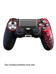 Funda protectora de silicona para control de PlayStation4, diseño de telaraña de estilo esports, incluye tapa para palanca, antideslizante, antisuor, de goma suave, ajuste perfecto para controlador /Slim/Pro, accesorios de juego para jugadores, antideslizante, antisuor, antipolvo, anti-arañazos, mejora el agarre, mejora la experiencia de juego, regalo romántico para el Día de San Valentín/Primavera - Multicolor - Ver 12