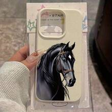 Ốp điện thoại hình ngựa đen tinh tế, họa tiết vải thiều. - Trắng cổ - Xem 5