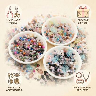 Glass Mixed Dispersion Beads, Handmade Bead Threading, DIY Production Materials, Decorative Beads, Multi-Color Bead Mixing, Round Bead Jewelry Accessories