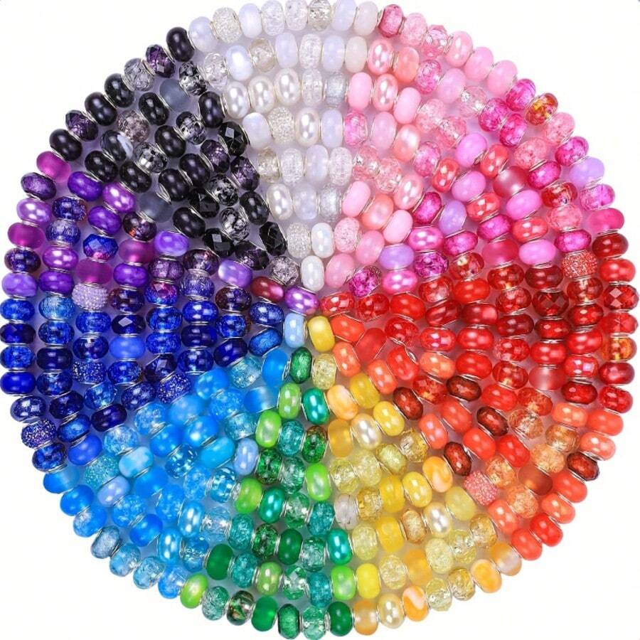30/50/80/100/150/200 hạt nhựa acrylic nhiều màu, lỗ lớn, có đính đá - Nguyên liệu làm đồ thủ công hình đũa phép, thích hợp để tự làm vòng tay và trang sức. - Nhiều màu - Xem 1