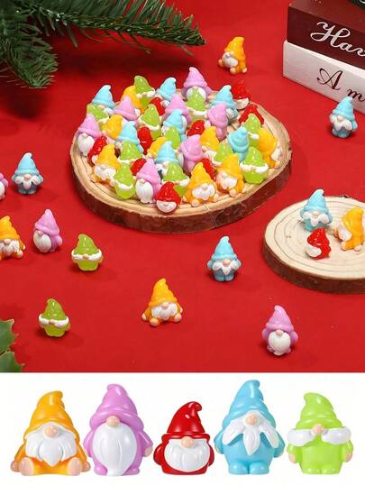 8/16pcs Mini Resin Dwarf Figurines, Christmas Home Decor Small Dwarf Sculptures, DIY Fairy Garden, Micro Landscape Crafts, Christmas Gift Bag Filler, Party Decorations, Perfect Birthday Gift