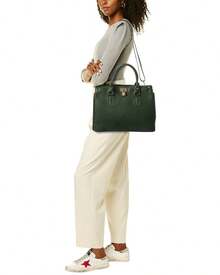 Italian Leather Top Handle Bag - Green - View 5