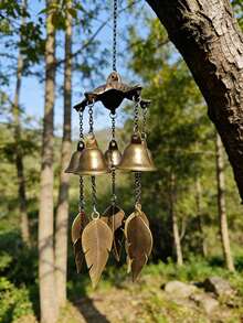 1pc Cast Iron Wind Chime, Iron Decorative Bell Pendant With Chain, Outdoor Garden Decor, No Electricity Needed, Adds Soothing Sounds To Balcony And Yard, Suitable For Home And Garden Decoration - one-size - View 3