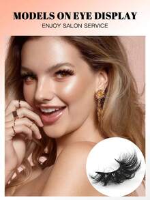 7对自然浓密蓬松的假睫毛，打造迷人凌乱的貂毛睫毛，纤细可重复使用，8D浓密持久，打造狐狸眼提拉效果，整副假睫毛可拉长并加粗眼尾，是送给女性和女孩的美容彩妆礼物。 - 黑色 - 查看 6