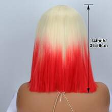 短款波波头合成假发，卷刘海，100%耐热纤维，适合角色扮演和派对。 - 粉色 - 查看 8