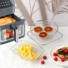 3/2/1 Pcs Air Fryer Rack Accessories, Multi-Layer Air Fryer Rack Set, Stainless Steel Stackable Bacon Air Fryer Accessories, Baking Basket, Toaster Rack, Cooking Rack, Suitable For Home Kitchen Baking And Cooking - Air Fryer Grill Rack - View 4