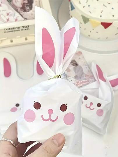 10/20 Stück Geschenktüten mit Hasenohren, süße lächelnde Hasen Süßigkeitentüten, Süßigkeiten-/Snack-Geschenkverpackung, Osterparty Dekorationen, Geburtstagsfestbedarf, Baby-Shower Dekorationen, Feiertags-Festartikel