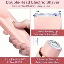 2-In-1 Women's Electric Shaver, Waterproof Dual Head Bikini Shaver (Wet & Dry Use) - Upgraded Version - View 5