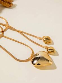 1pc Exaggerated Golden Heart Pendant Necklace, Unique Gift For Women Parties - 30537-nek-g - View 6