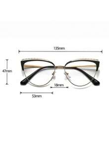 1/2/3 Pcs Women Metal Frame Cat Eye Fashion Eyeglasses Frame, Suitable For Daily Reading And Commuting - Multicolor - View 4