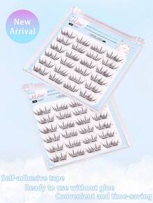 48片装自粘式免胶蓝色水滴假睫毛套装,混合蓬松长度,簇状假睫毛,自粘式DIY睫毛嫁接,预粘睫毛簇,自然纤长C型卷翘睫毛簇,无需胶水,无需卸妆,假睫毛,睫毛簇,单根睫毛,睫毛,假睫毛 - C - 查看 6