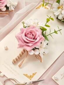 Hoa cài áo giả cho nam, ghim cài ve áo chú rể/phù rể, thích hợp cho đám cưới, dạ hội, tiệc kỷ niệm, lễ hội trường, lễ tốt nghiệp. - trắng - Xem 7