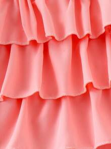 Bộ đồ hè màu hồng nhạt cho bé gái, áo hai dây xếp tầng + quần ống rộng 2 món, điểm nhấn nơ tinh tế, chất vải mềm mại thoáng khí, rộng rãi và thoải mái cho trang phục hàng ngày. - Hồng - Xem 4