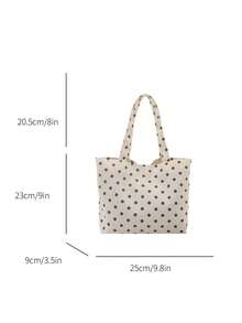 Minimalist Style Women's Cloth Tote Bag, Polka Dot Handbag, Casual Versatile Shoulder Bag - Multicolor - View 3