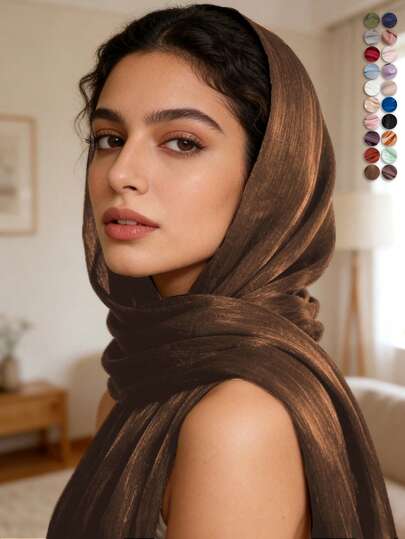 New Autumn/Winter Organza Soft Shimmery Muslim Hijab Scarf Shawl For Women