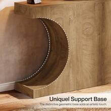 LITTLE TREE 105cm Farmhouse Console Table Rustic Sofa Table C-Shaped Legs Narrow Entryway Hallway Living Room Table Brown - Brown - View 7