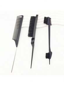 3pcs/Set Hair Styling Tools Kit, Including Curling Brush, Eyebrow Brush, Comb - Multicolor - View 7